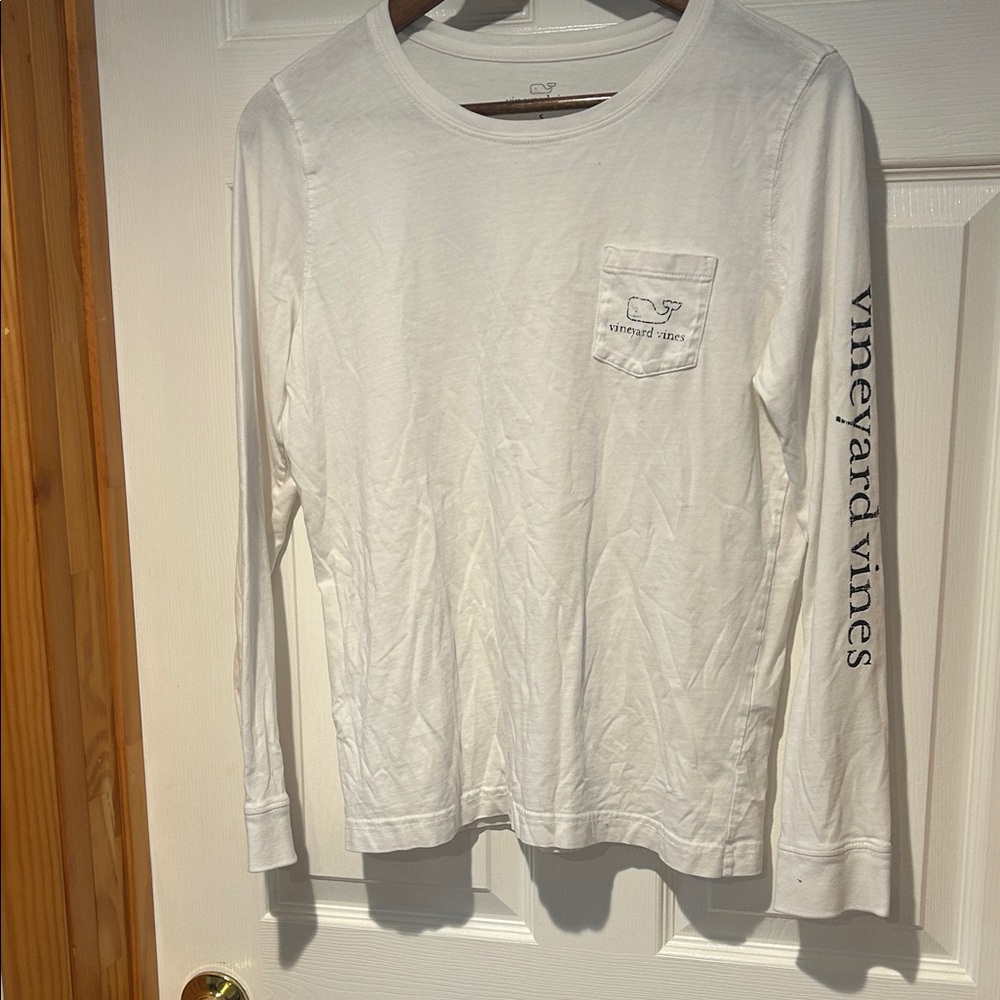Vineyard Vines White Long Sleeve Tee with Logo